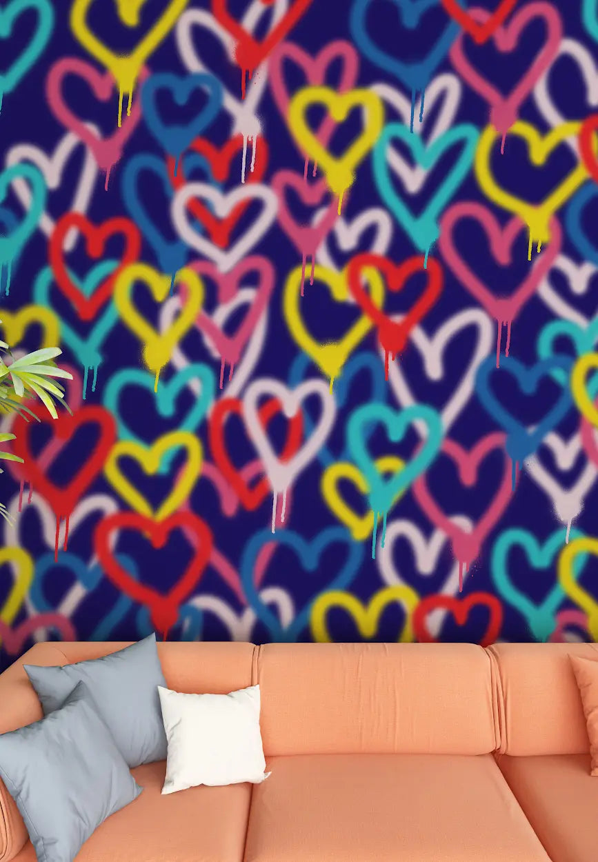 Multicolored Graffiti Hearts