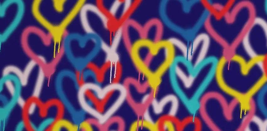 Multicolored Graffiti Hearts